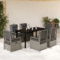 vidaXL Set comedor jardín 7 pzas y cojines ratán sintético gris claro vidaXL Set comedor jardín 7 pzas y cojines ratán sintético gris claro