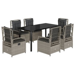 vidaXL Set comedor jardín 7 pzas y cojines ratán sintético gris claro