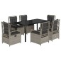 vidaXL Set comedor jardín 7 pzas y cojines ratán sintético gris claro vidaXL Set comedor jardín 7 pzas y cojines ratán sintético gris claro