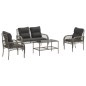 vidaXL Set de sofás de jardín 4 pzas y cojines ratán sintético gris vidaXL Set de sofás de jardín 4 pzas y cojines ratán sintético gris