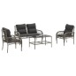 vidaXL Set de sofás de jardín 4 pzas y cojines ratán sintético gris vidaXL Set de sofás de jardín 4 pzas y cojines ratán sintético gris