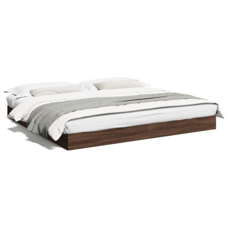 vidaXL Estructura de cama madera de ingeniería marrón roble 200x200 cm