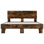 vidaXL Estructura cama madera ingeniería metal roble ahumado 135x190cm vidaXL Estructura cama madera ingeniería metal roble ahumado 135x190cm