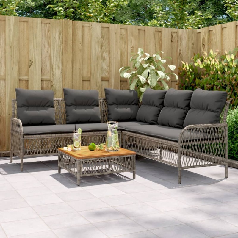 vidaXL Set de sofás de jardín con cojines 2 pzas ratán sintético gris vidaXL Set de sofás de jardín con cojines 2 pzas ratán sintético gris
