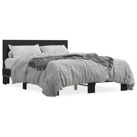 vidaXL Estructura de cama madera de ingeniería y metal negro 140x200cm