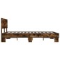 vidaXL Estructura cama madera ingeniería metal roble ahumado 140x190cm