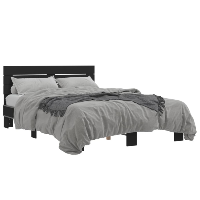 vidaXL Estructura de cama madera de ingeniería y metal negro 140x190cm vidaXL Estructura de cama madera de ingeniería y metal negro 140x190cm