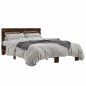 vidaXL Estructura cama madera ingeniería metal roble ahumado 120x190cm