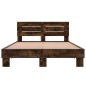 vidaXL Estructura cama madera ingeniería metal roble ahumado 120x190cm