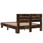 vidaXL Estructura cama madera ingeniería metal roble ahumado 120x190cm