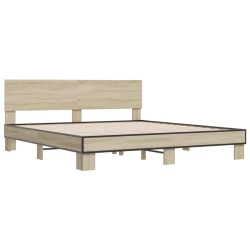 vidaXL Estructura cama madera ingeniería metal roble Sonoma 200x200 cm