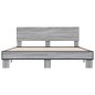 vidaXL Estructura cama madera ingeniería metal gris Sonoma 150x200 cm vidaXL Estructura cama madera ingeniería metal gris Sonoma 150x200 cm
