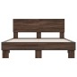 vidaXL Estructura cama madera ingeniería metal marrón roble 140x190 cm