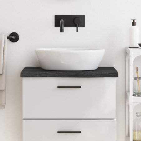 vidaXL Encimera baño madera maciza tratada gris oscuro 60x30x(2-4) cm