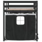 vidaXL Litera con cortinas madera maciza pino blanco y negro 90x200 cm vidaXL Litera con cortinas madera maciza pino blanco y negro 90x200 cm