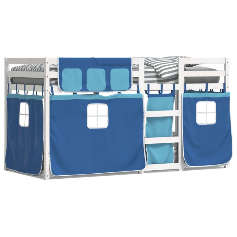 vidaXL Litera con cortinas madera maciza de pino azul 90x200 cm vidaXL Litera con cortinas madera maciza de pino azul 90x200 cm