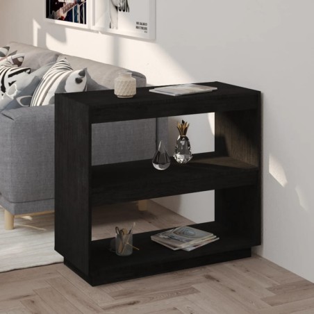 vidaXL Estantería de madera maciza de pino negra 80x35x71 cm