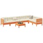 vidaXL Set de sofás jardín 8 pzas con cojines madera pino marrón cera vidaXL Set de sofás jardín 8 pzas con cojines madera pino marrón cera