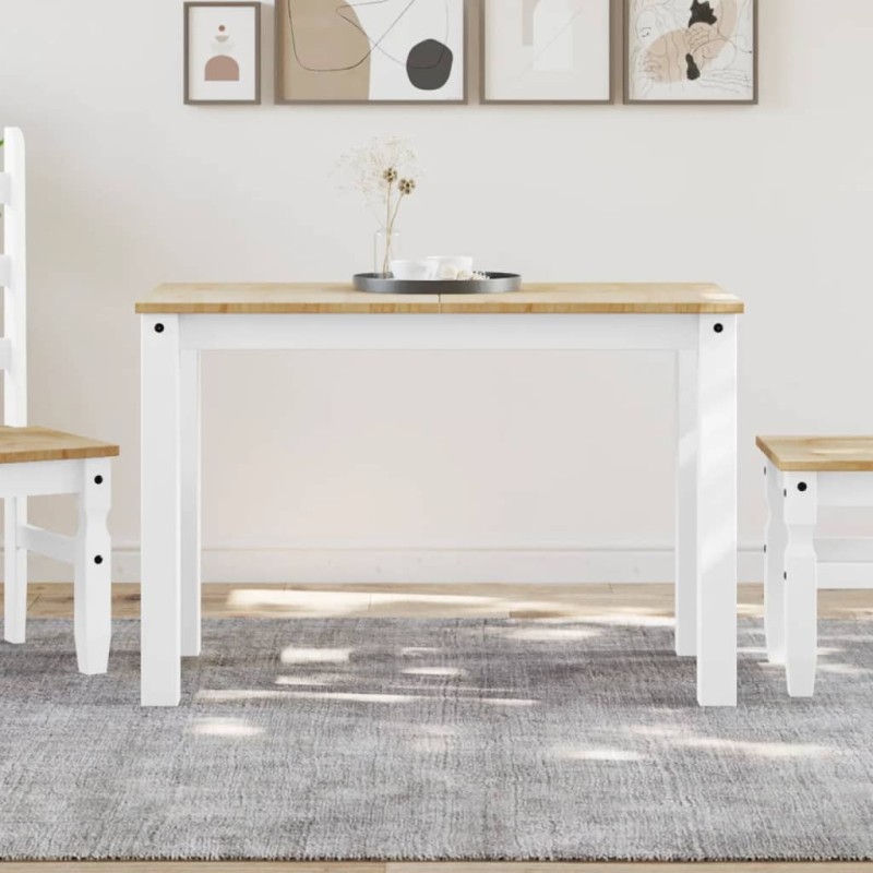 vidaXL Mesa de comedor Panama madera maciza pino blanco 117x60x75 cm vidaXL Mesa de comedor Panama madera maciza pino blanco 117x60x75 cm