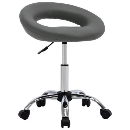 vidaXL Silla de comedor giratoria de cuero sintética gris