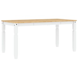 vidaXL Mesa de comedor Corona madera maciza pino blanco 160x80x75 cm