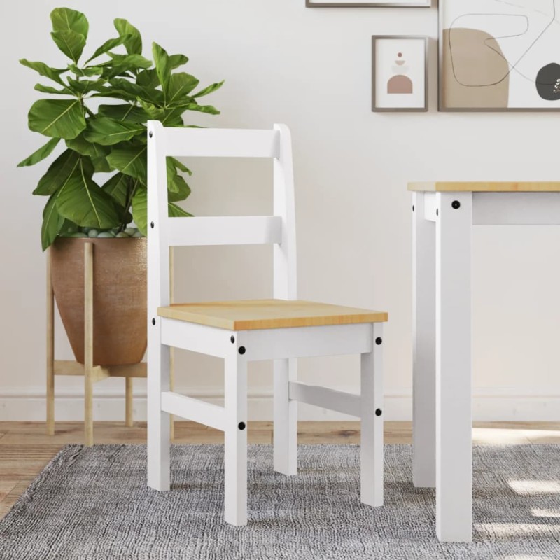 vidaXL Sillas de comedor Panama 2 uds madera pino blanco 40x46x90 cm vidaXL Sillas de comedor Panama 2 uds madera pino blanco 40x46x90 cm