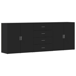 vidaXL Aparadores 3 uds madera contrachapada negro