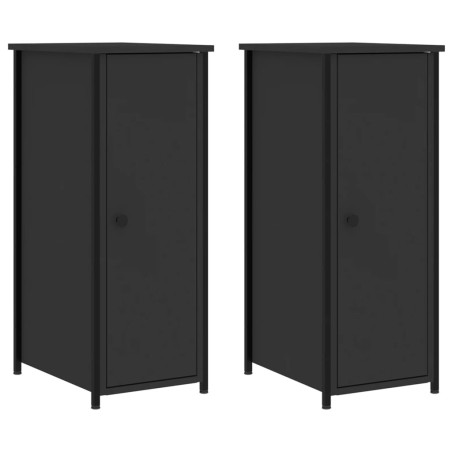 vidaXL Mesitas de noche 2 uds madera de ingeniería negro 32x42x80 cm