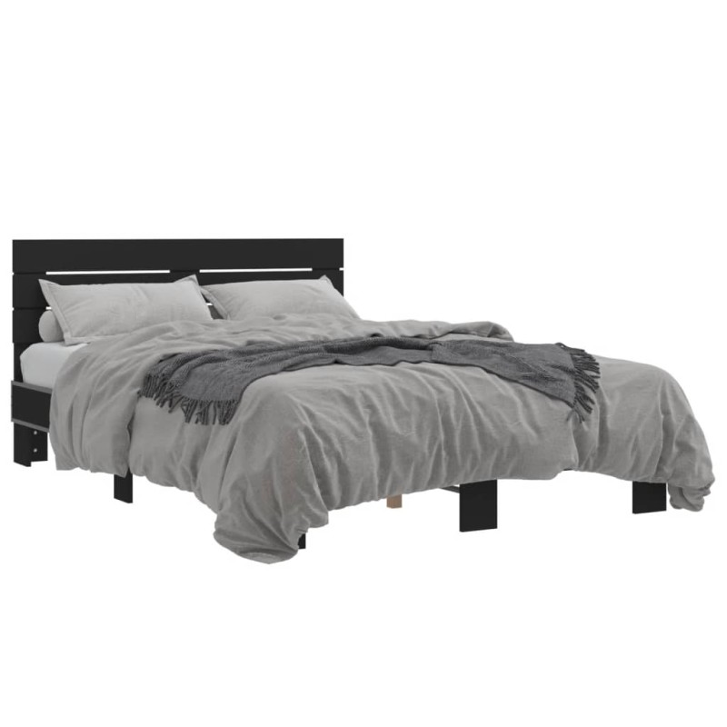 vidaXL Estructura de cama madera de ingeniería y metal negro 120x200cm vidaXL Estructura de cama madera de ingeniería y metal negro 120x200cm