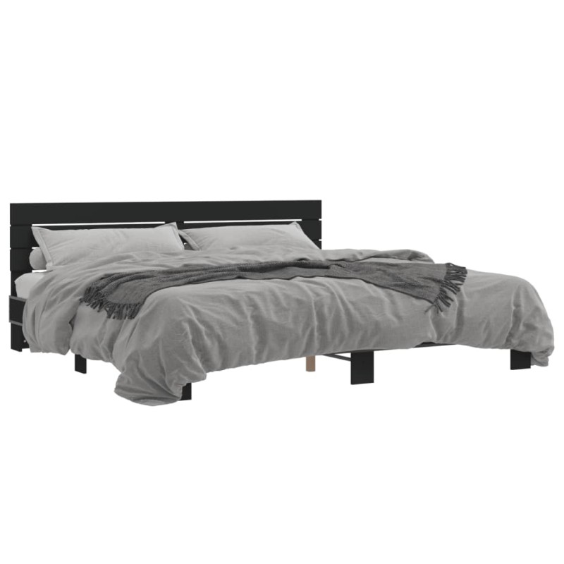 vidaXL Estructura de cama madera de ingeniería y metal negro 200x200cm vidaXL Estructura de cama madera de ingeniería y metal negro 200x200cm
