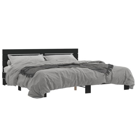 vidaXL Estructura de cama madera de ingeniería y metal negro 200x200cm
