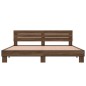 vidaXL Estructura cama madera ingeniería metal marrón roble 200x200 cm vidaXL Estructura cama madera ingeniería metal marrón roble 200x200 cm