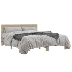 vidaXL Estructura cama madera ingeniería metal roble Sonoma 160x200 cm