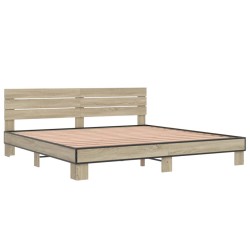 vidaXL Estructura cama madera ingeniería metal roble Sonoma 180x200 cm
