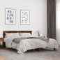 vidaXL Estructura cama madera ingeniería metal roble ahumado 150x200cm vidaXL Estructura cama madera ingeniería metal roble ahumado 150x200cm