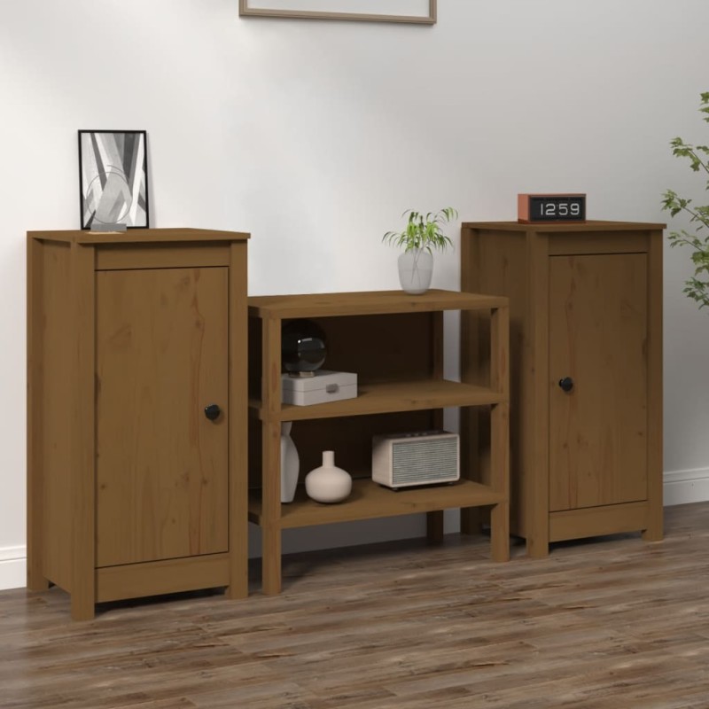 vidaXL Aparadores 2 uds madera maciza de pino marrón miel 40x35x80 cm vidaXL Aparadores 2 uds madera maciza de pino marrón miel 40x35x80 cm