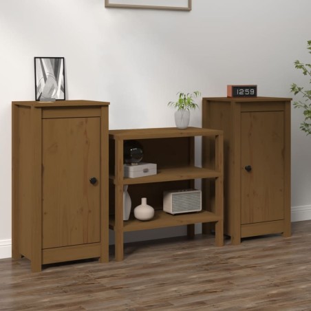 vidaXL Aparadores 2 uds madera maciza de pino marrón miel 40x35x80 cm
