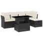 vidaXL Set de sofás de jardín 6 piezas y cojines ratán sintético negro vidaXL Set de sofás de jardín 6 piezas y cojines ratán sintético negro