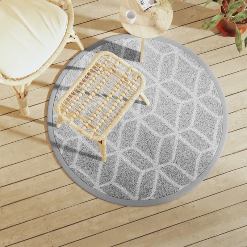 vidaXL Alfombra de exterior PP gris Ø120 cm vidaXL Alfombra de exterior PP gris Ø120 cm