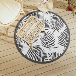 vidaXL Alfombra de exterior PP blanco y negro Ø120 cm