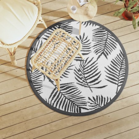 vidaXL Alfombra de exterior PP blanco y negro Ø120 cm