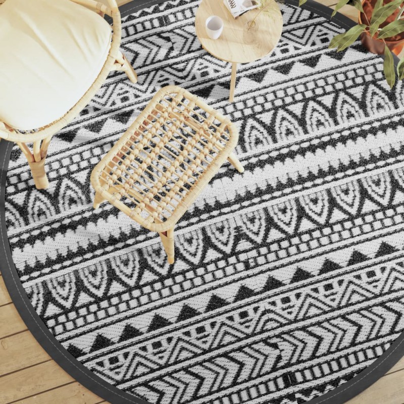vidaXL Alfombra de exterior PP negro Ø200 cm vidaXL Alfombra de exterior PP negro Ø200 cm