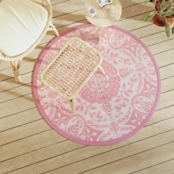 vidaXL Alfombra de exterior PP rosa Ø120 cm