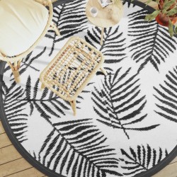 vidaXL Alfombra de exterior PP blanco y negro Ø200 cm