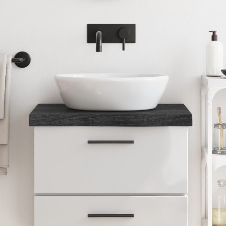 vidaXL Encimera baño madera maciza tratada gris oscuro 60x60x(2-6) cm