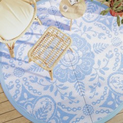 vidaXL Alfombra de exterior PP azul bebé Ø200 cm