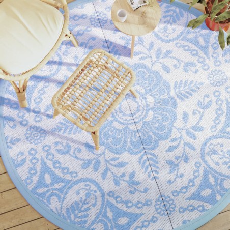 vidaXL Alfombra de exterior PP azul bebé Ø200 cm