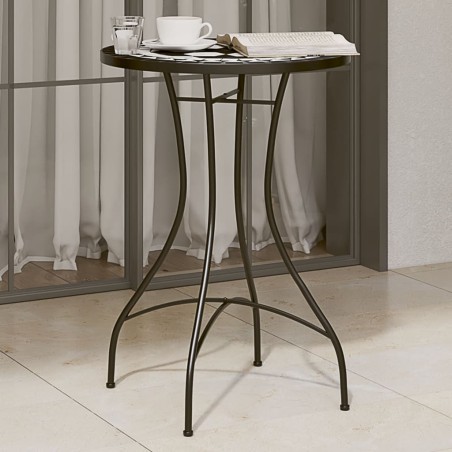 vidaXL Mesa de bistró de mosaico cerámica negro y blanco Ø50x70 cm