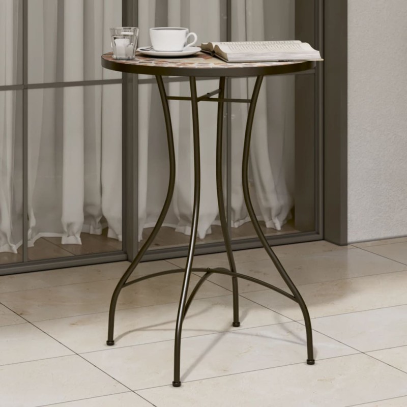 vidaXL Mesa bistró de mosaico cerámica terracota y blanco Ø50x70 cm vidaXL Mesa bistró de mosaico cerámica terracota y blanco Ø50x70 cm