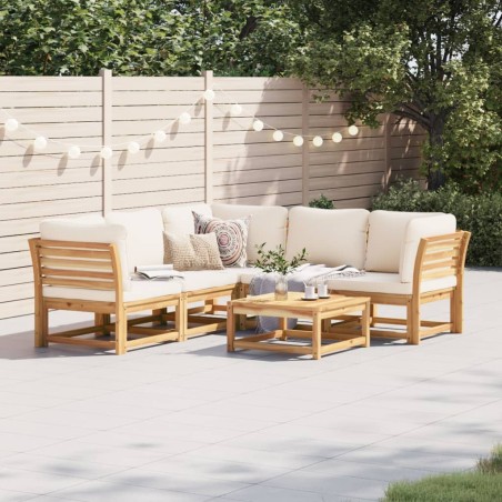 vidaXL Juego de muebles jardín 6 pzas con cojines madera maciza acacia